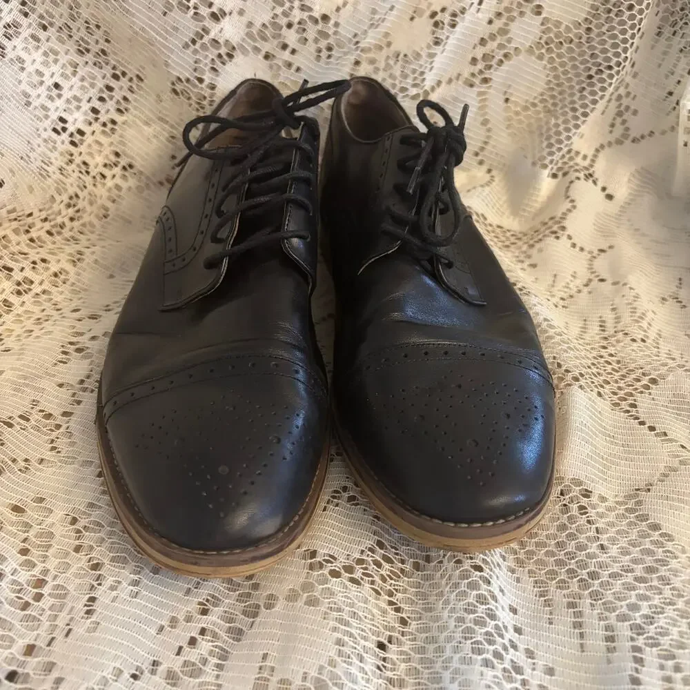Johnston & Murphy Men's US 8.5 Black Cap-Toe Oxford Dress Shoes